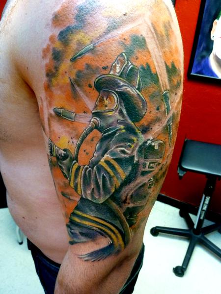 Tattoos - Firefighter half sleeve - 64692